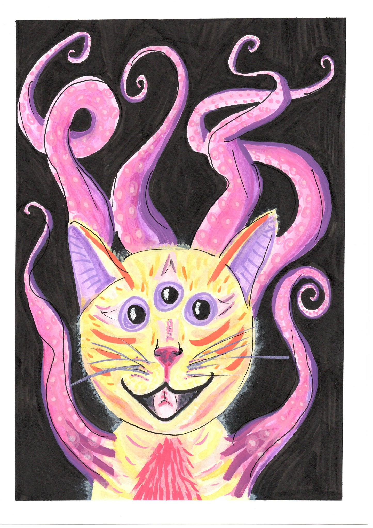 Day 26 - An alien cat with three eyes and tentacles